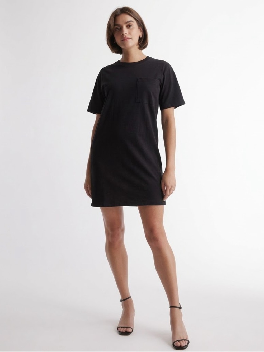 Quince Black 100% Organic Cotton Pocket Tee Dress XS